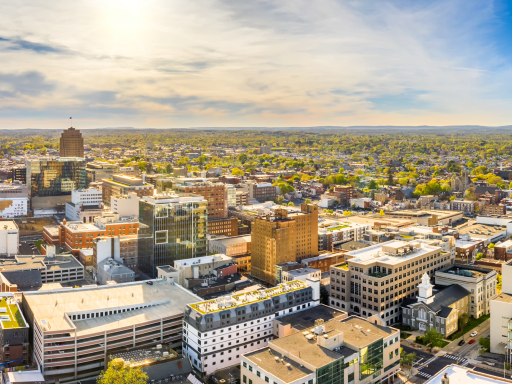 an ariel view of allentown, pa where quaint oak abstract does closings as an allentown title company